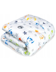 KOŁDRA DLA DZIECKA POŚCIEL RAKIETY NADRUK DWA W JEDNYM Z...