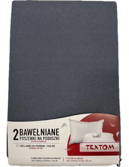 Poszewki na Poduszki 70x80 2 Sztuki Bawełna na Zasuwak Premium Szare 150gr