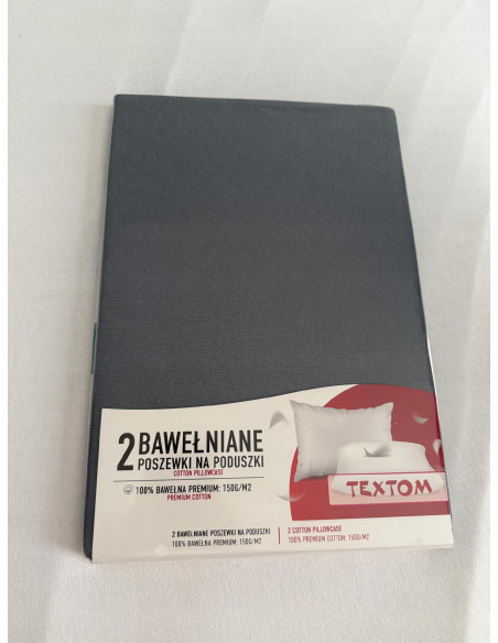 Poszewki na Poduszki 70x80 2 Sztuki Bawełna na Zasuwak Premium Szare 150gr