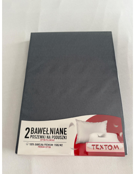 Poszewki na Poduszki 70x80 2 Sztuki Bawełna na Zasuwak Premium Szare 150gr
